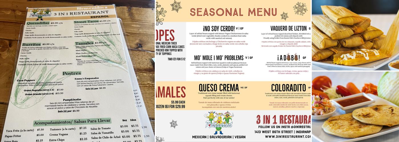 3 in 1 Restaurant Menu