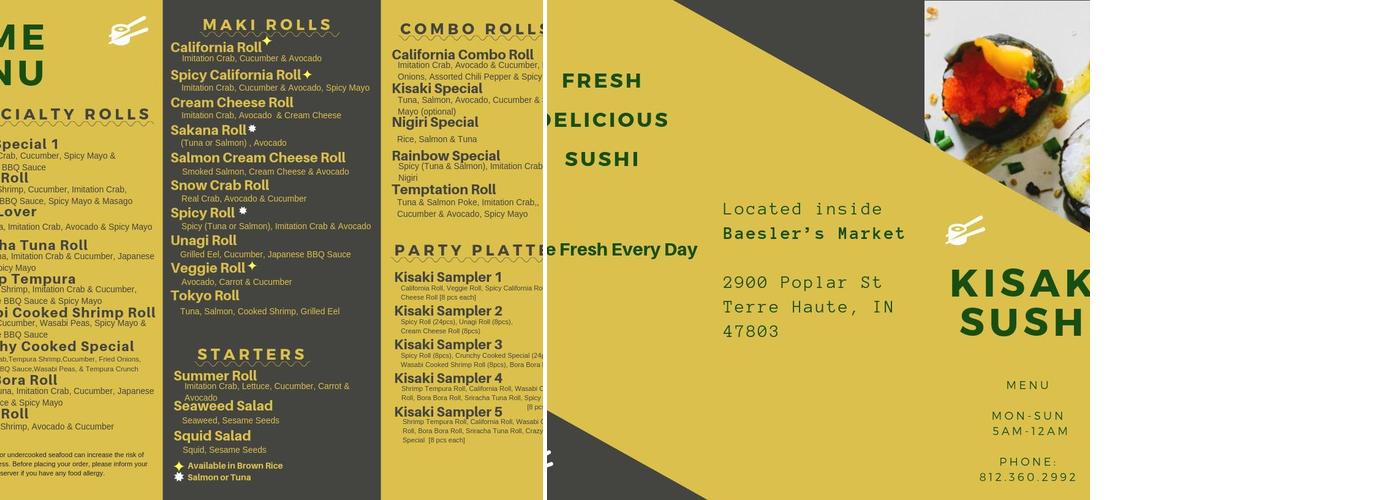 Kisaki Sushi Menu