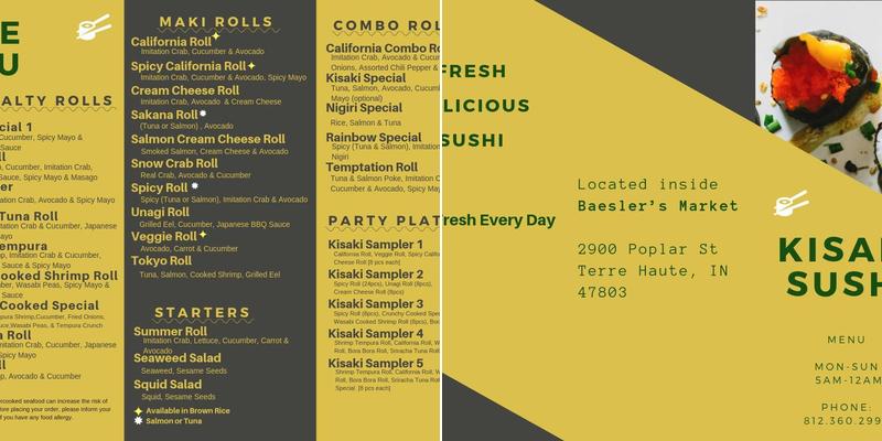 Kisaki Sushi Menu