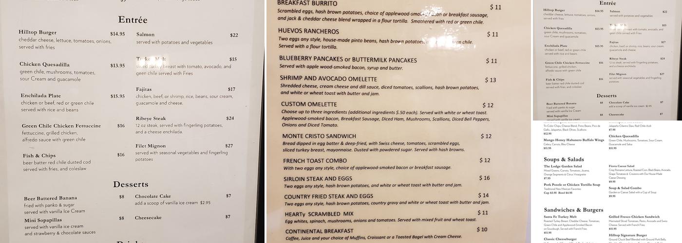 Hilltop Bar & Grill Menu