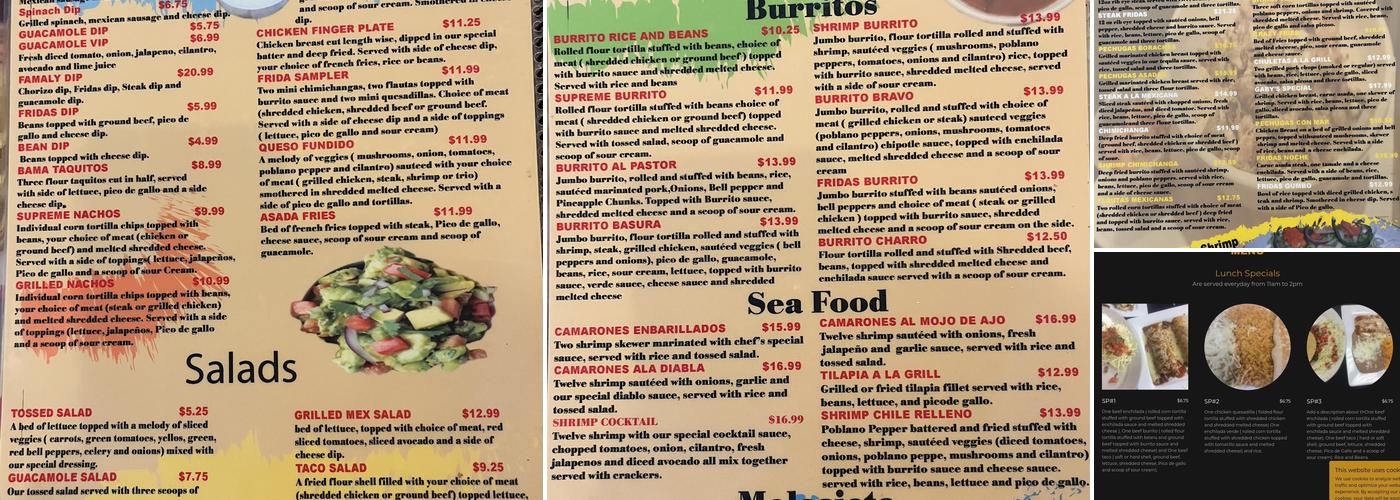 Frida’s Mexican Grill Menu