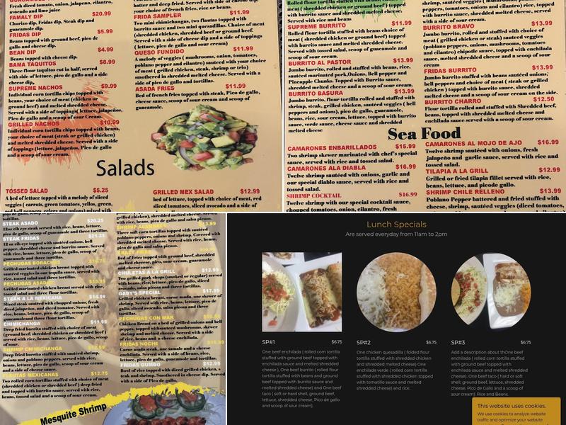 Frida’s Mexican Grill Menu