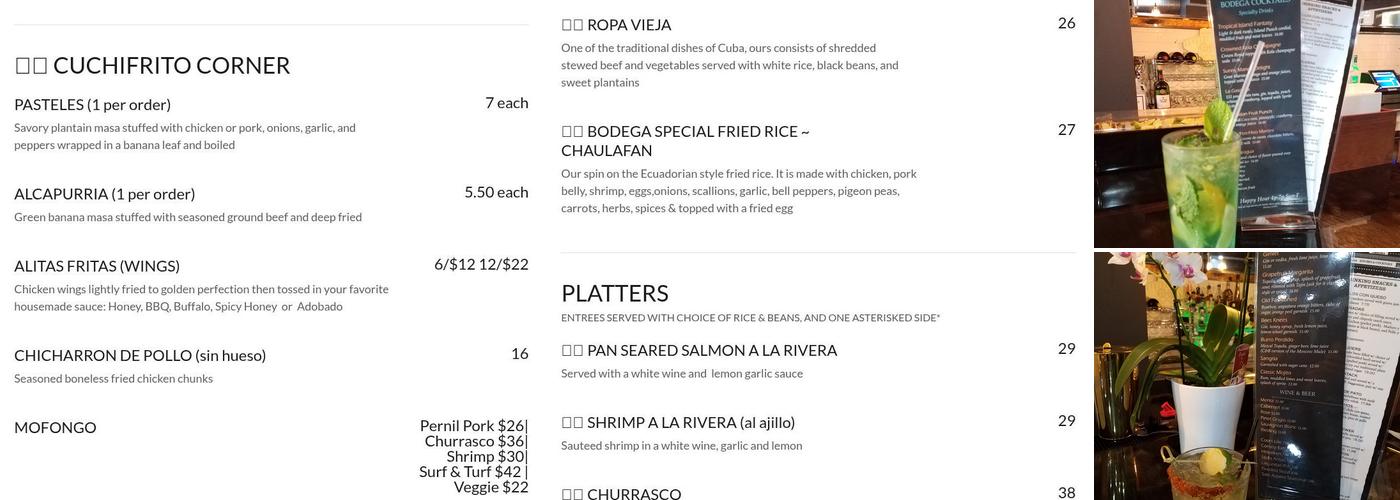 Counter & Bodega Menu