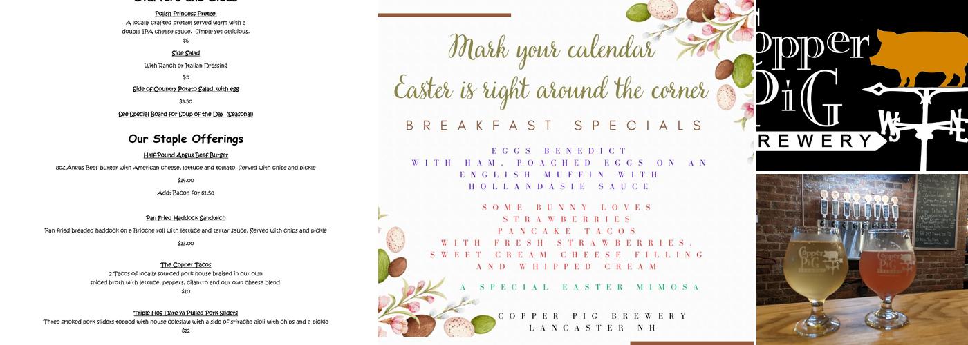 Copper Pig Brewery Menu