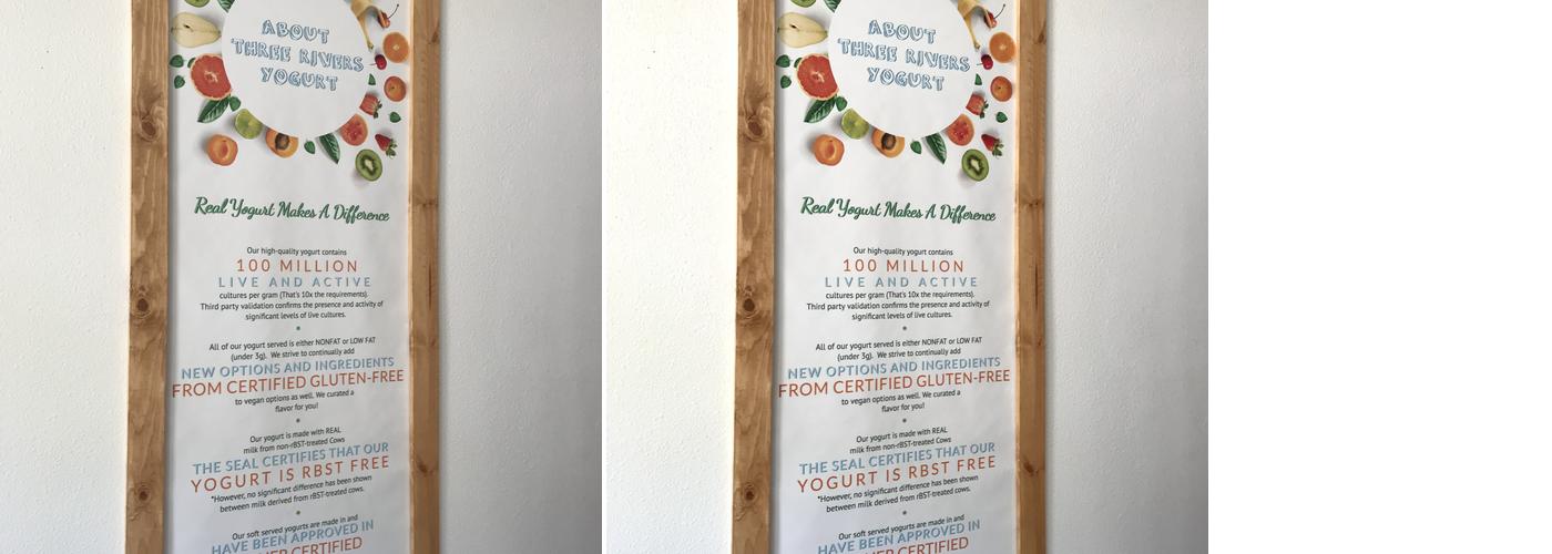 Three Rivers Yogurt Menu
