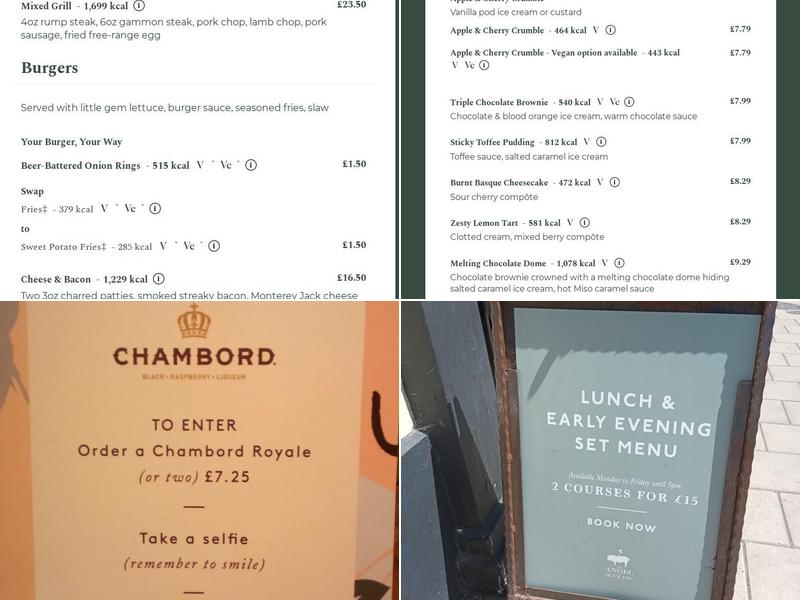 The Angel & Blue Pig Menu