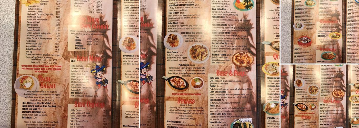 Los Charros Menu