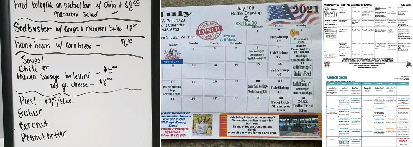 VFW Menu