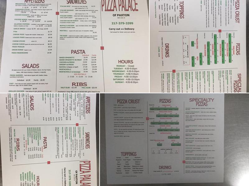 Pizza Palace Menu