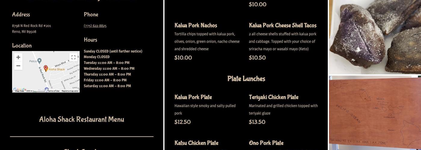 Aloha Shack Menu