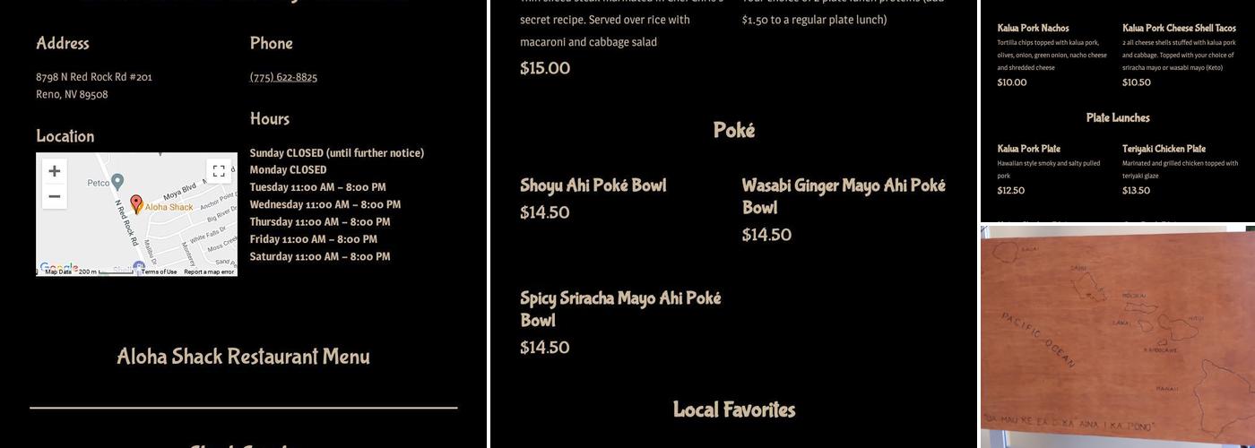 Aloha Shack Menu
