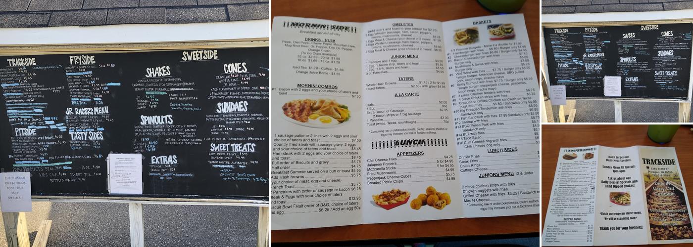 Trackside bar and grill Menu