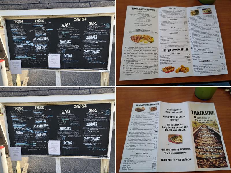 Trackside bar and grill Menu