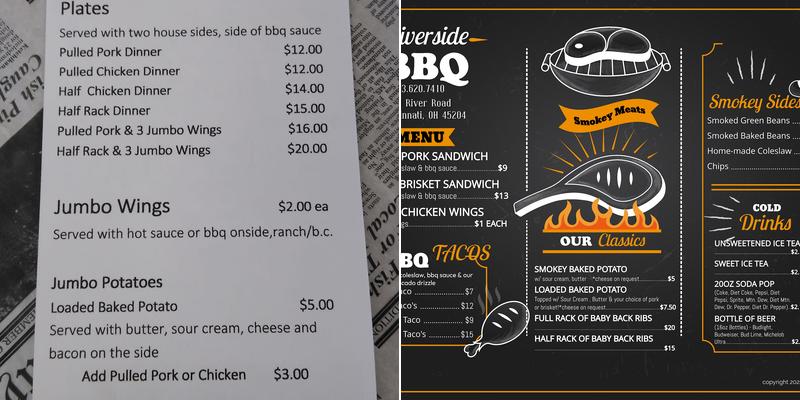 Riverside Bbq Menu