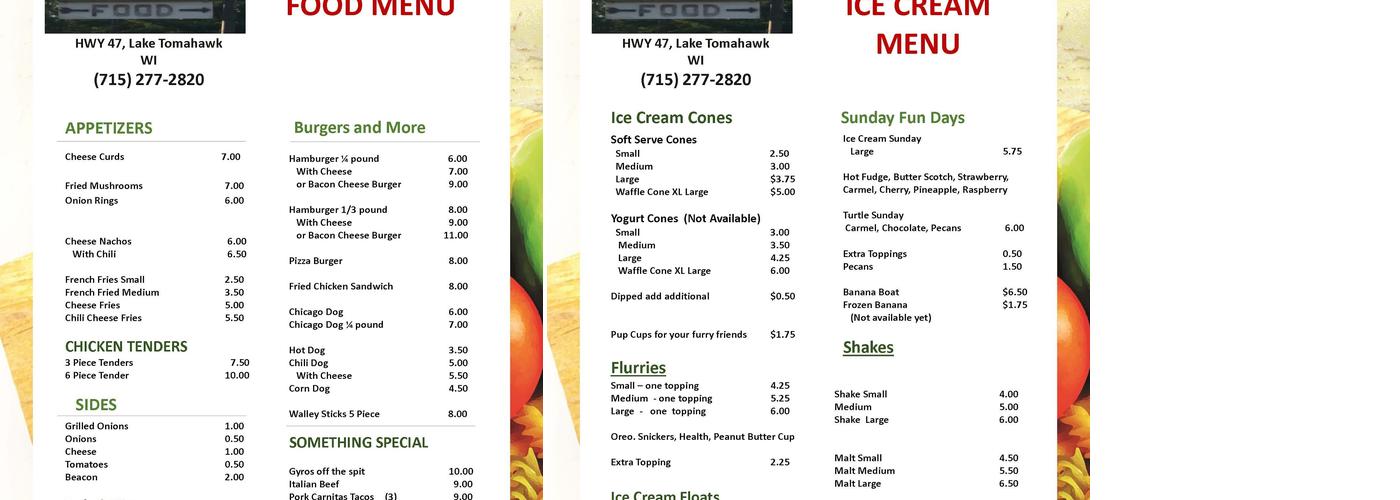 Korner Drive-In Menu