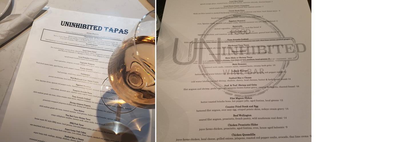 Uninhibited Tapas Bar Menu