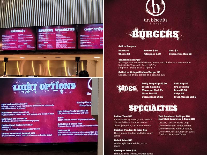 Tin Biscuits Menu