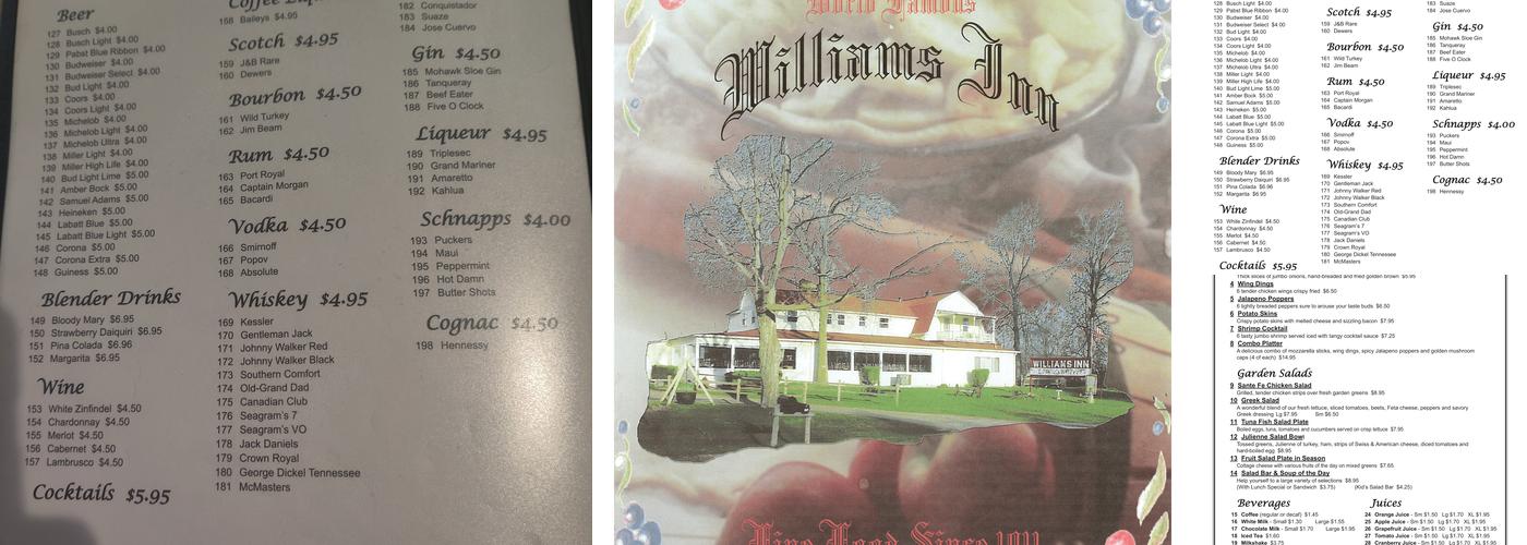 Williams Inn Menu