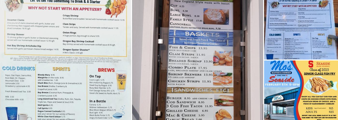 Mo's Seafood & Chowder - Seaside Menu