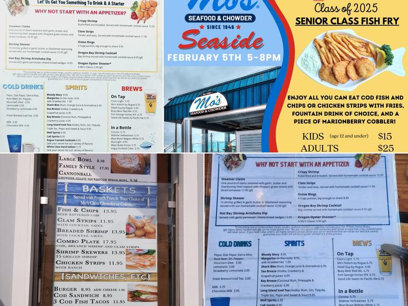 Mo's Seafood & Chowder - Seaside Menu