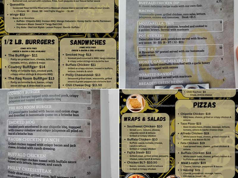 The Req Room Bar and Bistro Menu