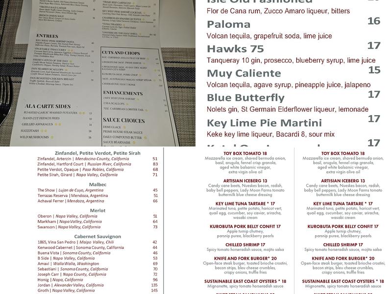 Sixty-One Prime Menu