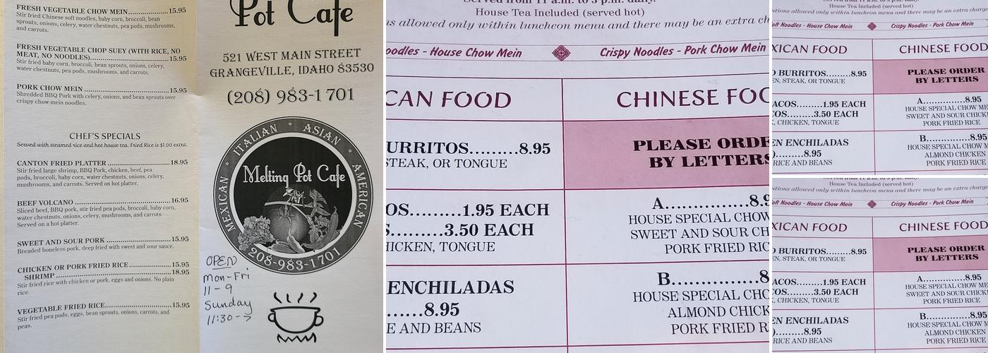 The Melting Pot Menu