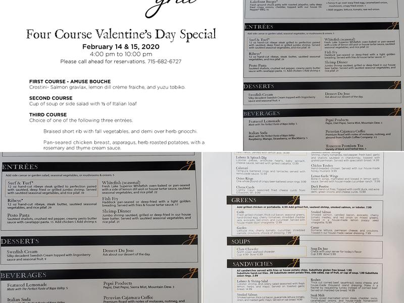 Chequamegon Grill Menu