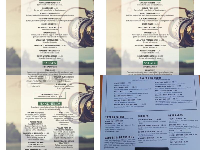 Tavern In The Bay Menu