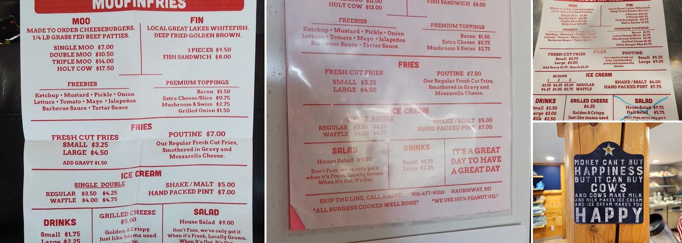 Moofinfries Menu