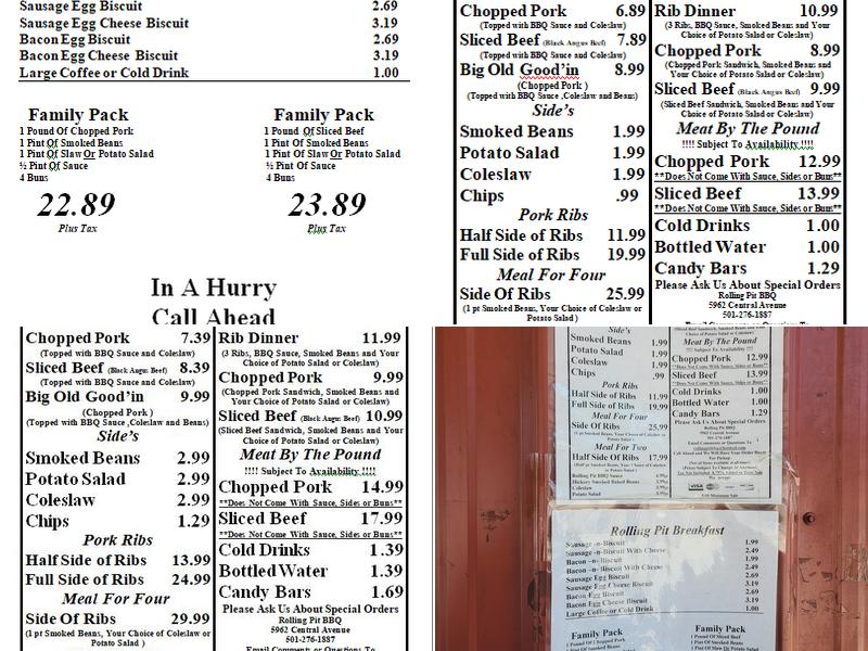 Rolling Pit Bbq Menu