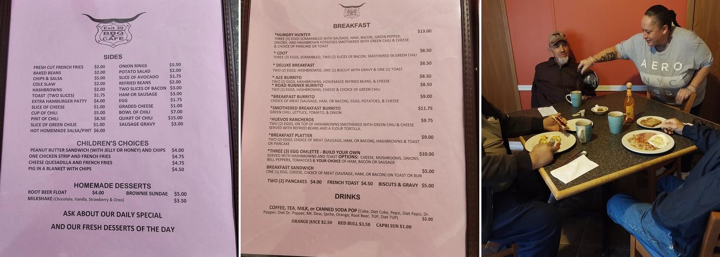 Exit 30 BBQ & Cafe Menu