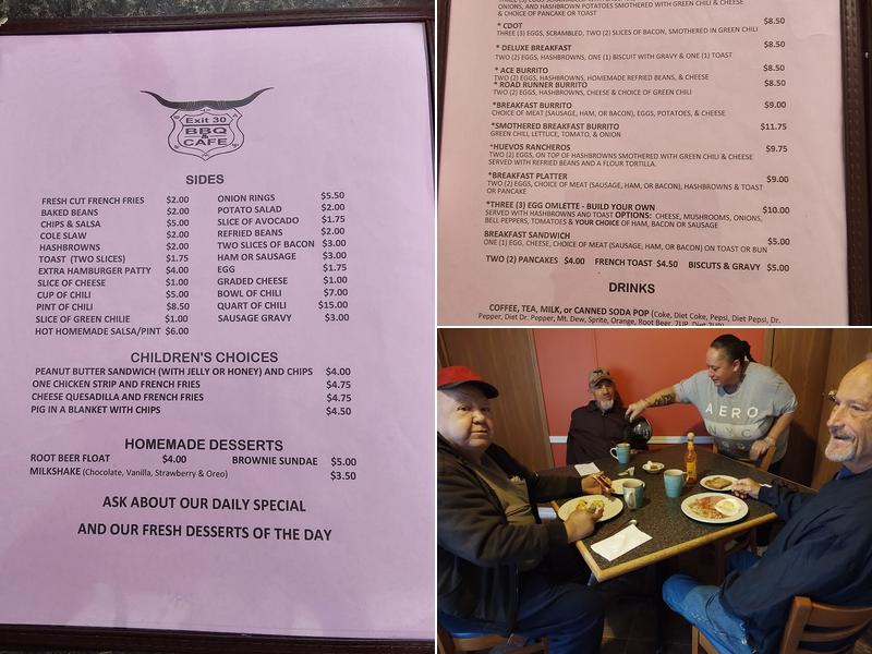 Exit 30 BBQ & Cafe Menu