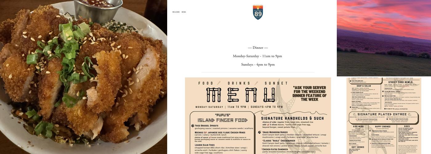 Sunset 89 Menu