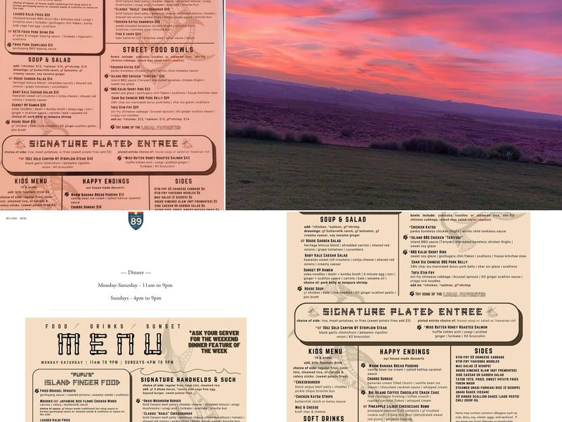 Sunset 89 Menu