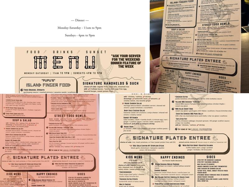 Sunset 89 Menu