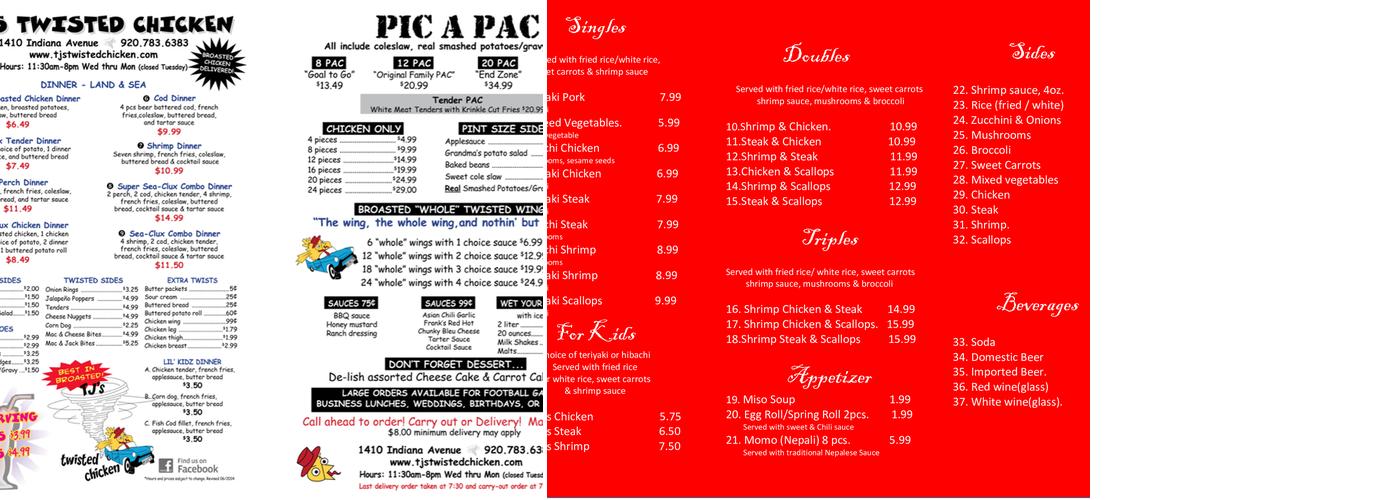 Ak’s Twisted chicken Menu