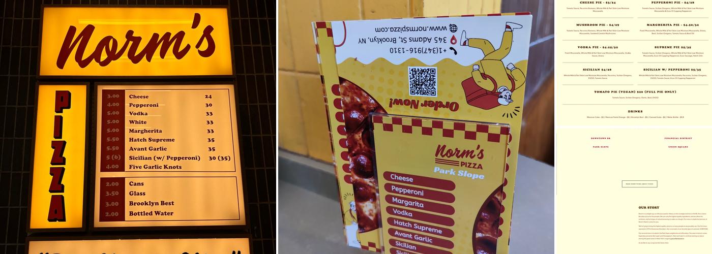 Norm’s Pizza Menu