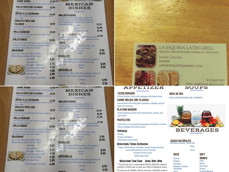 La Esquina Latin Grill Menu