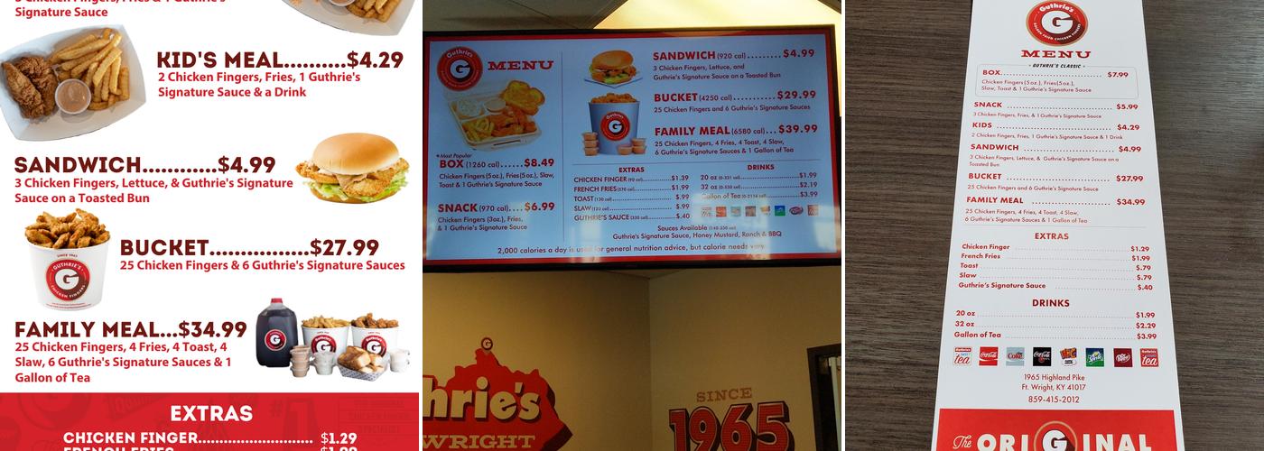 Guthrie's Chicken Menu