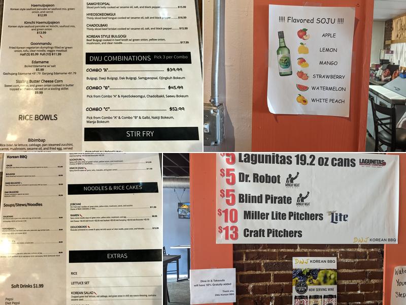 DWJ Korean BBQ Menu