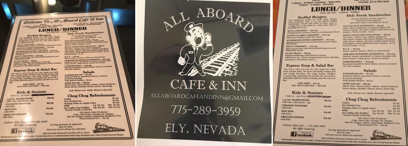All Aboard Café & Inn Menu