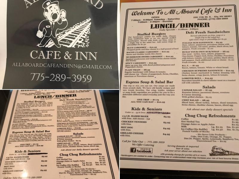 All Aboard Café & Inn Menu