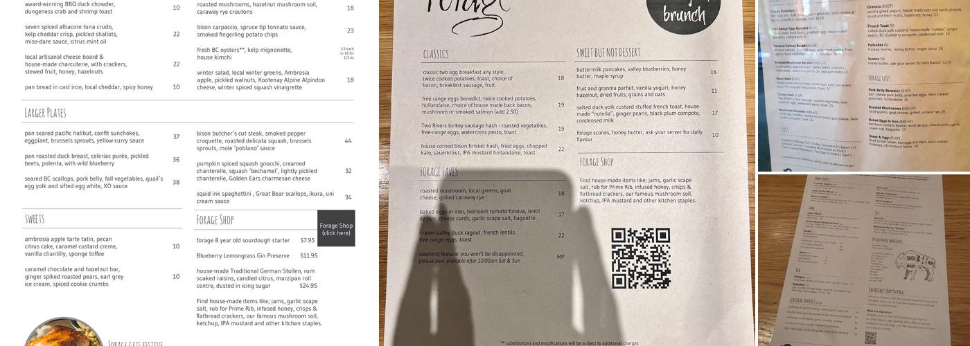 Forage Menu