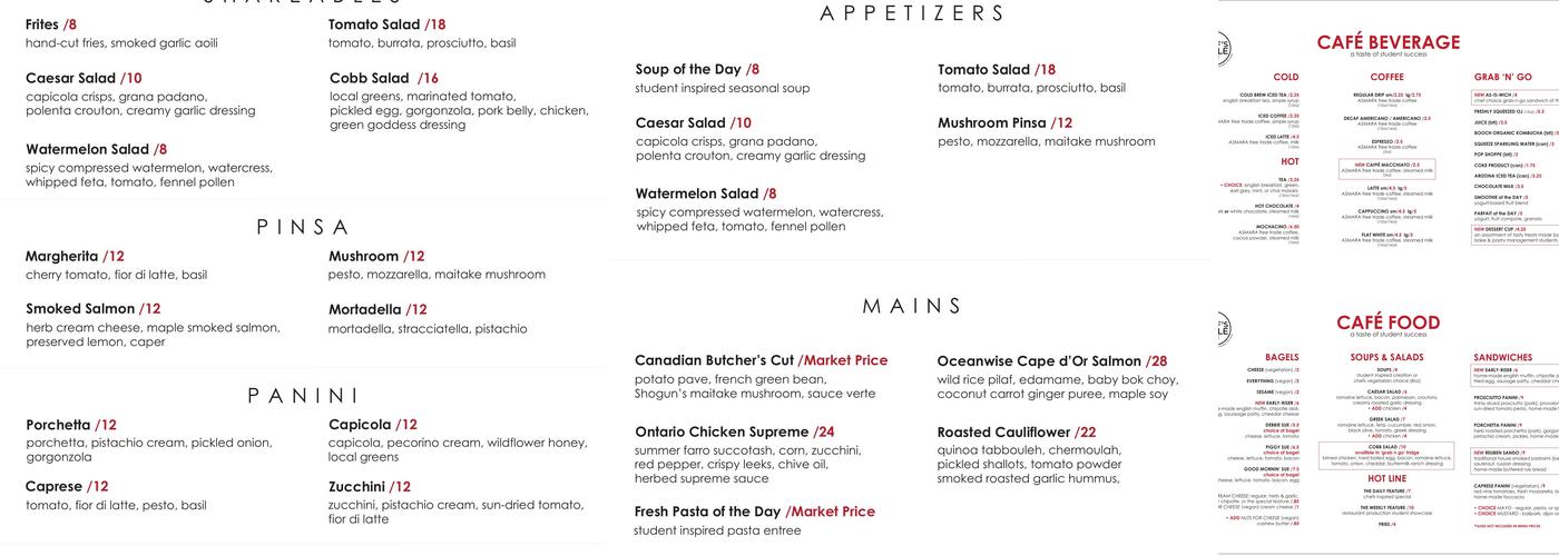 The Chef's Table Menu