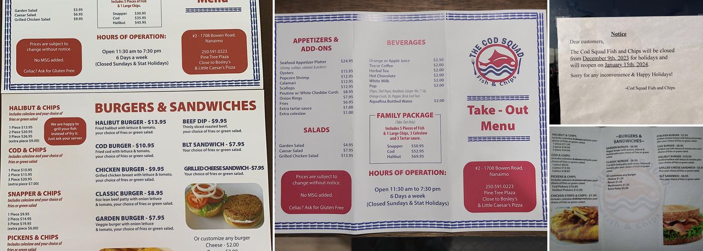 Cod Squad Fish & Chips Menu