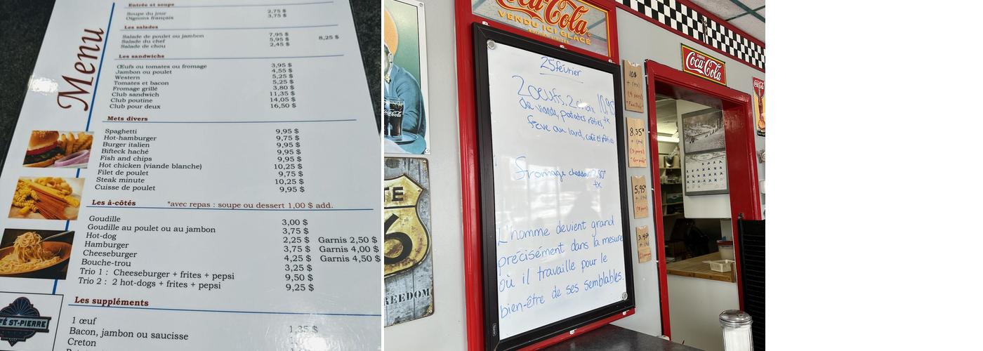 Cafe St Pierre Menu