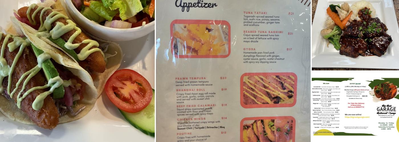 Big Rock Garage Menu