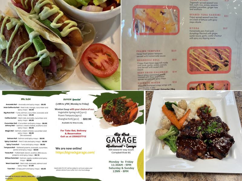 Big Rock Garage Menu