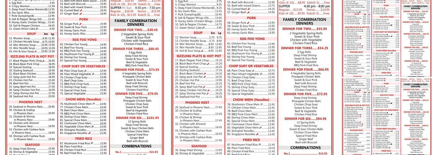 Bamboo Chopsticks Menu
